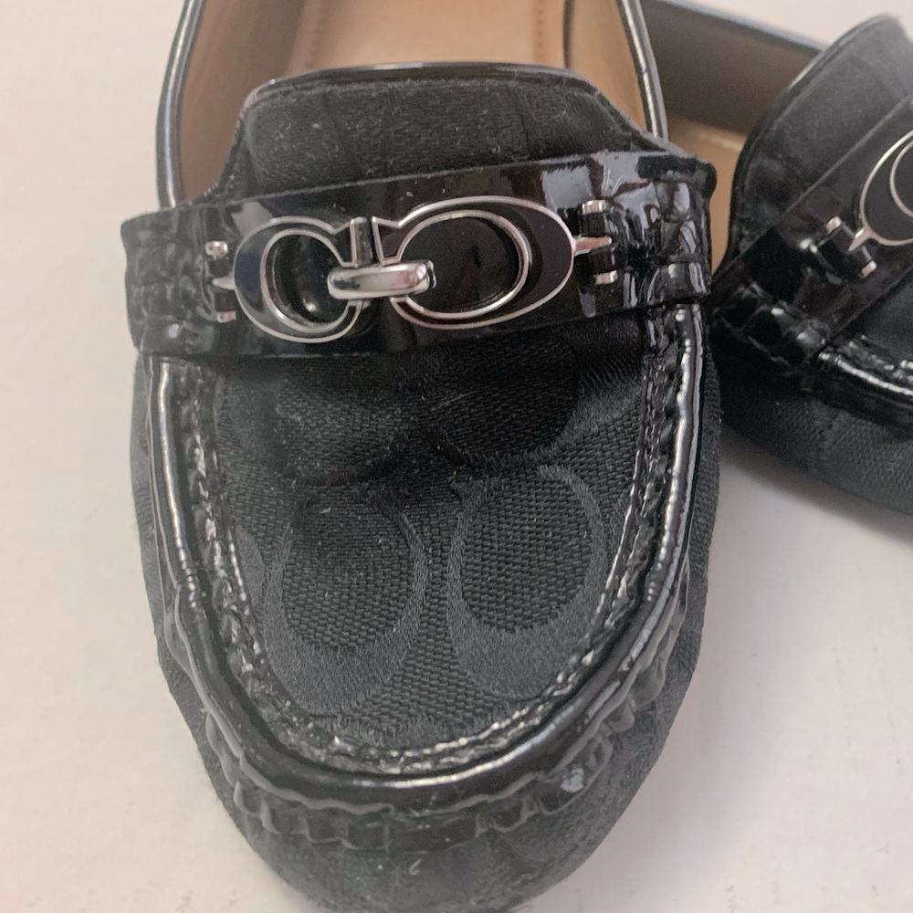Coach Fortunata Signature Fabric Driving Loafer, black. Size 9.5